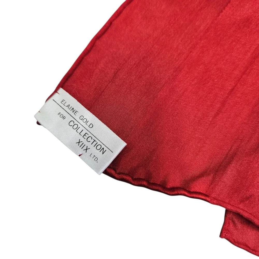 Elaine Gold Scarf Womens OS Red‎ Silk Striped Elegant Classic Luxury Accessory